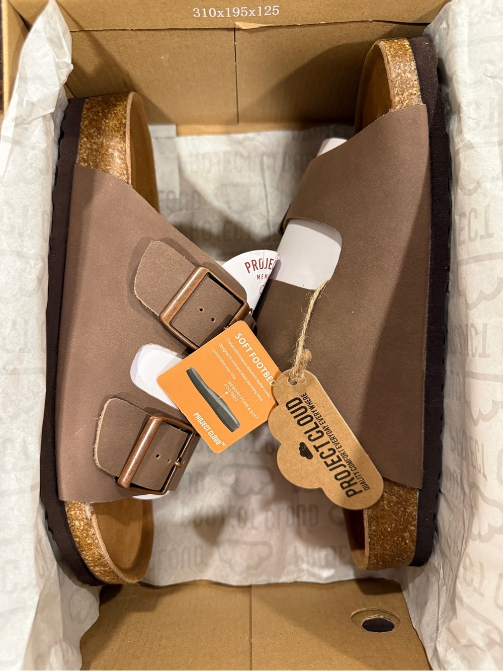 Project Cloud Women's Double-Buckle Slide Sandals in Brown